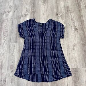 Bobeau Top Womens Medium navy & white striped lightweight 100% cotton Boho
